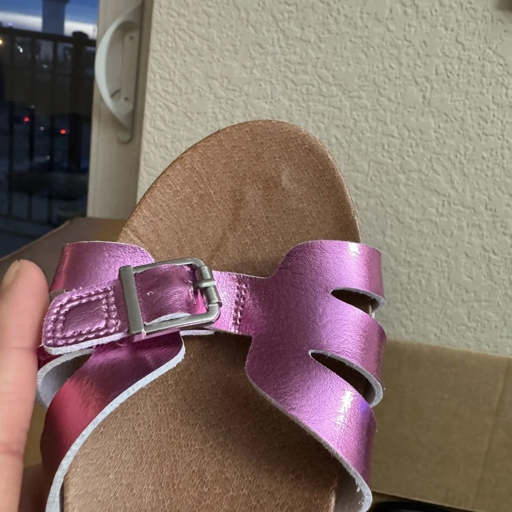 New Big Kids Girls Nina Lacey‎ Metallic Pink Strappy Platform Sandals Size 2 Y